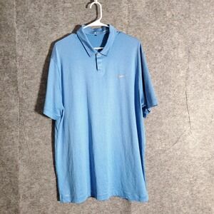 Nike Tiger Woods Polo Shirt Mens XL Blue Stripe Golf Dri-FIT Performances Sports